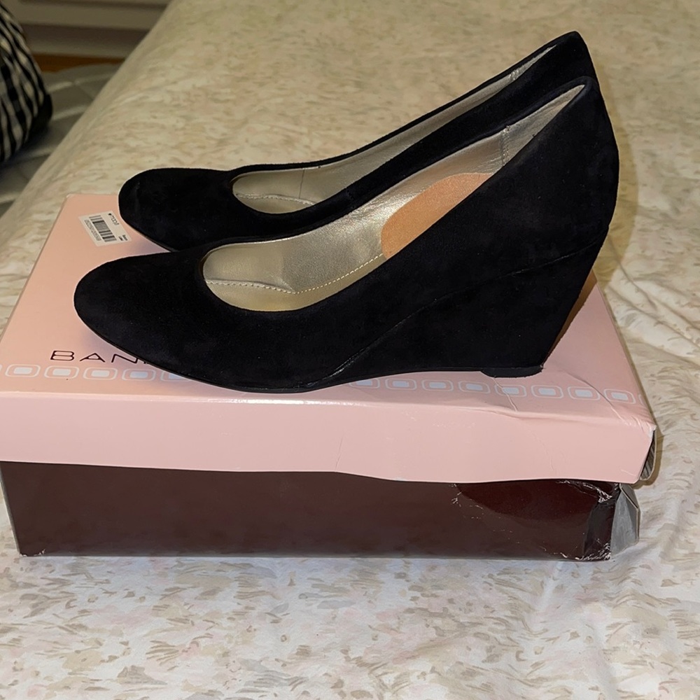 Black Suede Wedge Heels